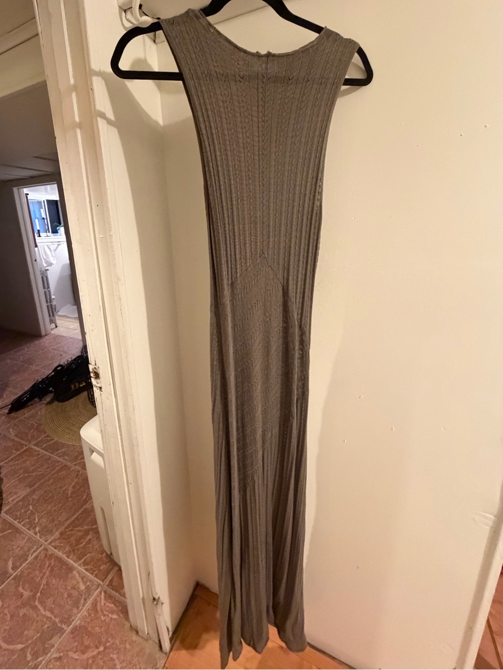 Zara Sleeveless Ribbed Maxi Dress in Gray